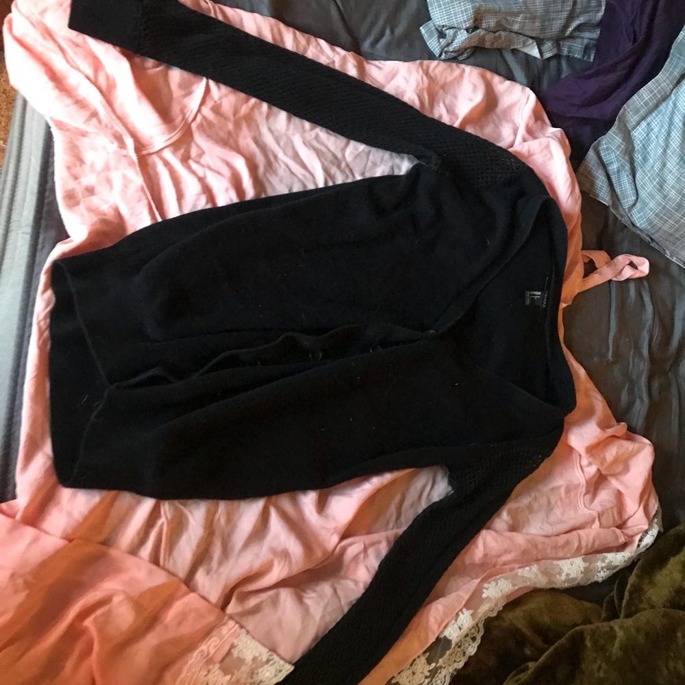 Black cardigan with netted sleeves!